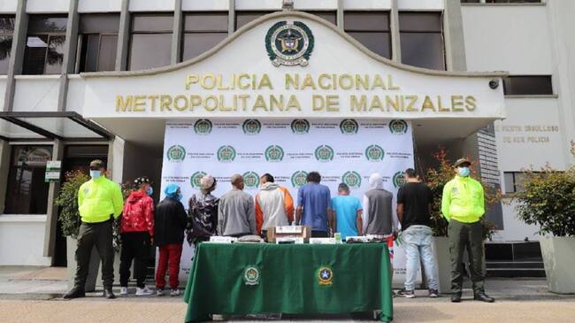9 personas capturadas por expendio de estupefacientes en Manizales y Villamaría. Crédito: Policía Metropolitana de Manizales.