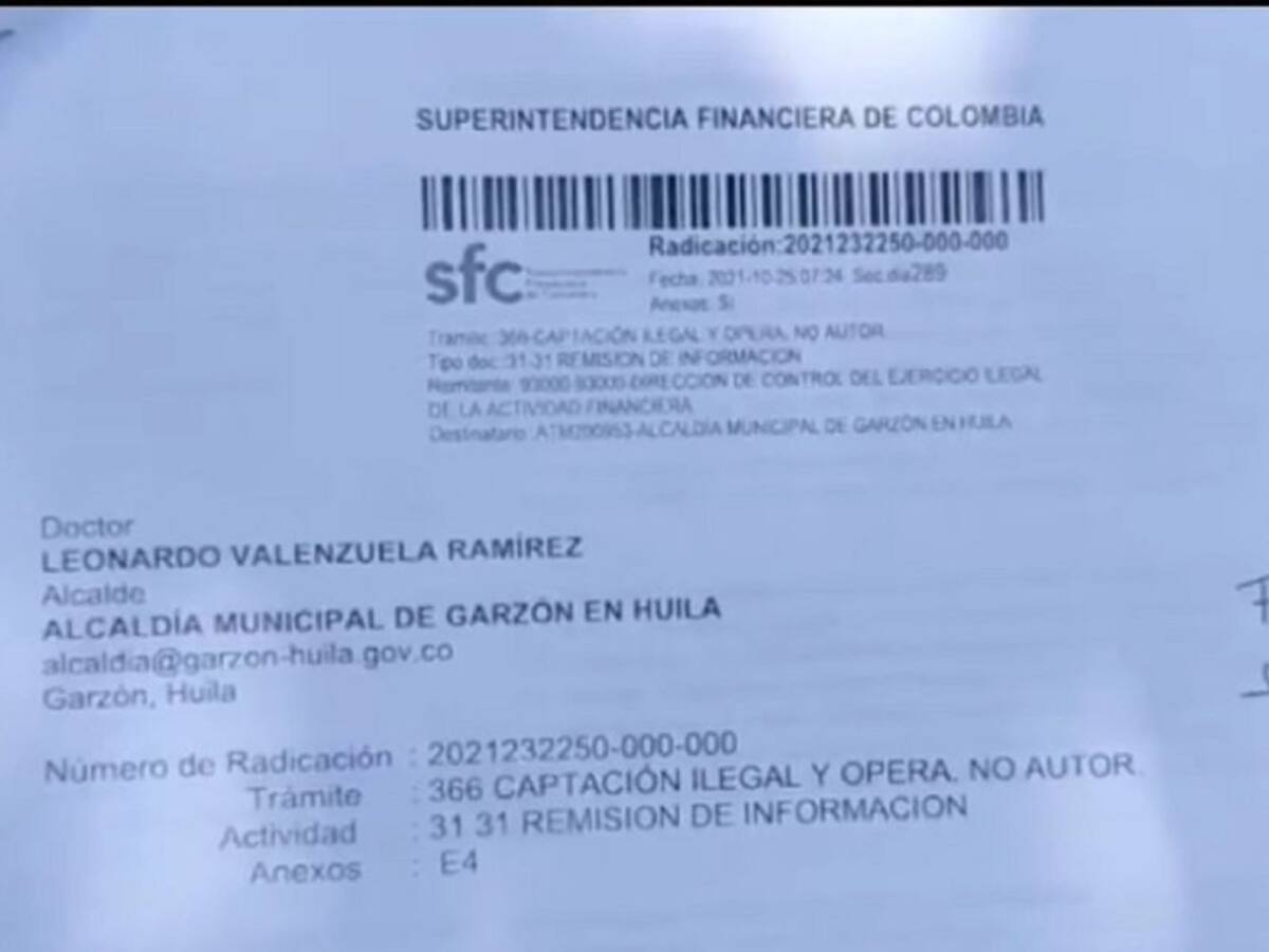Alertan por captadoras de dinero en Garzón, Huila