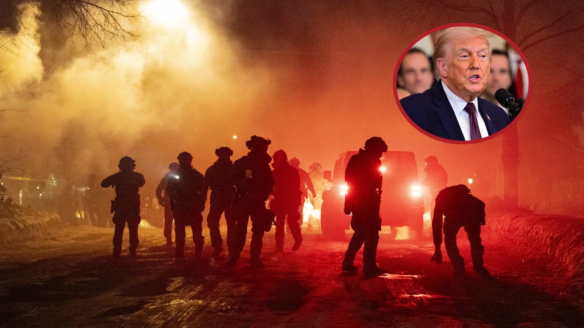 Disturbios en Minnesota. Foto: Mostafa BassimDonald Trump. Foto: Kyle Mazza/