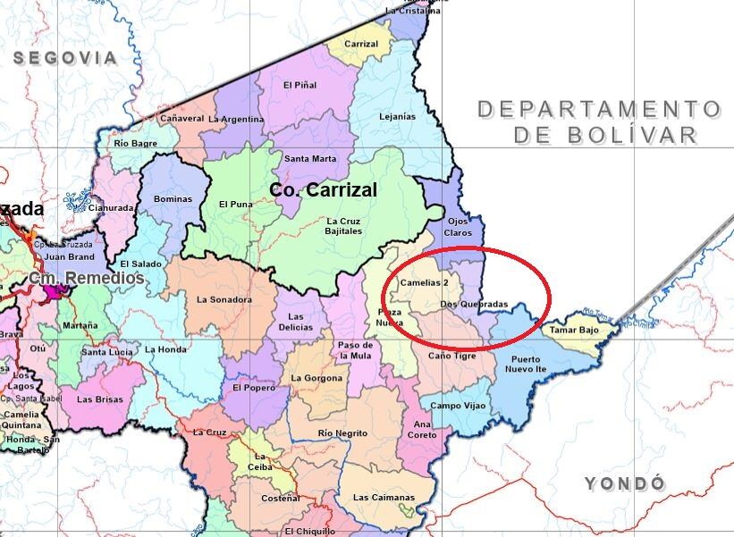 Mapa veredas Remedios- Gobernación de Antioquia