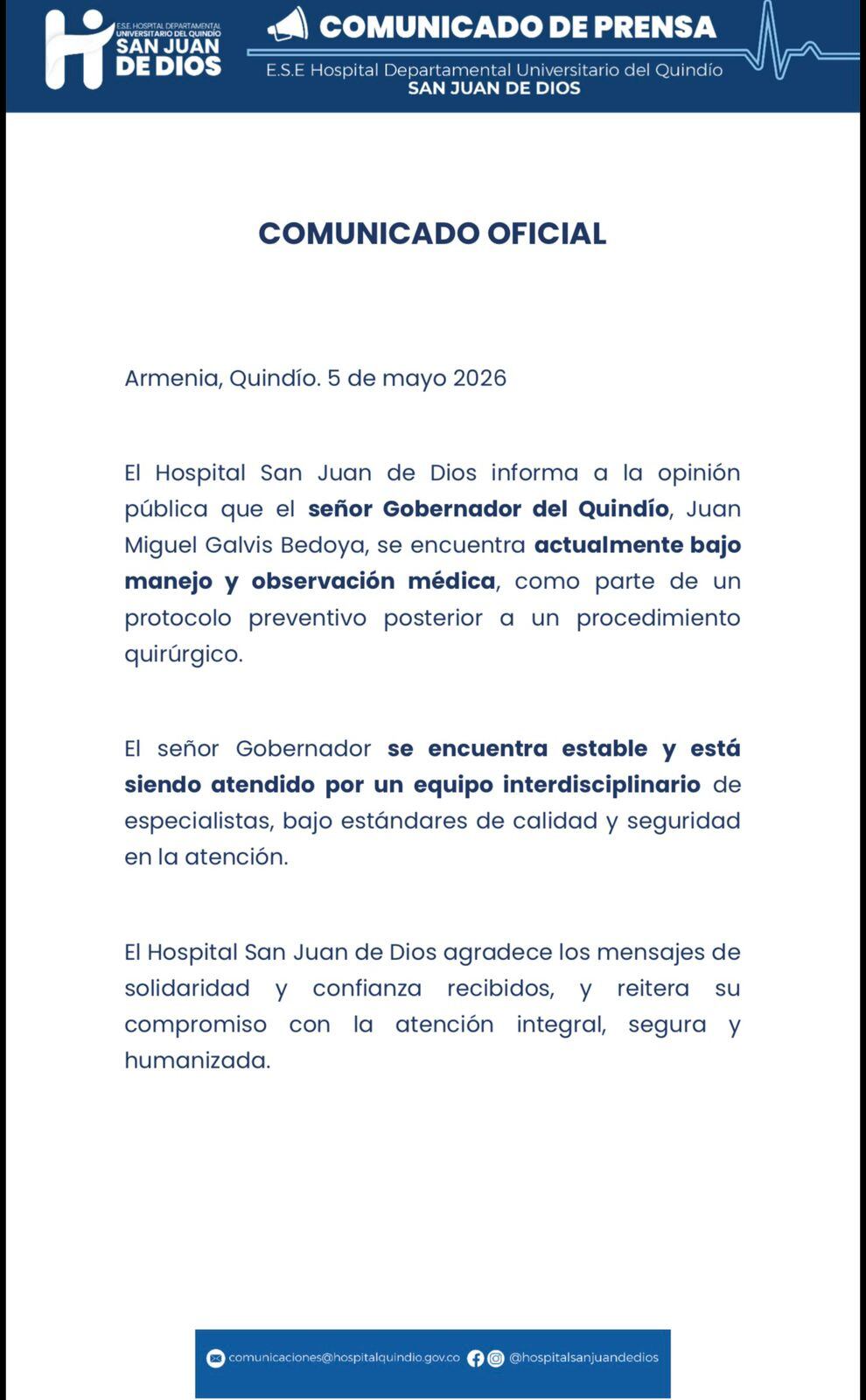 Foto: Cortesía Hospital San Juan de Dios de Armenia
