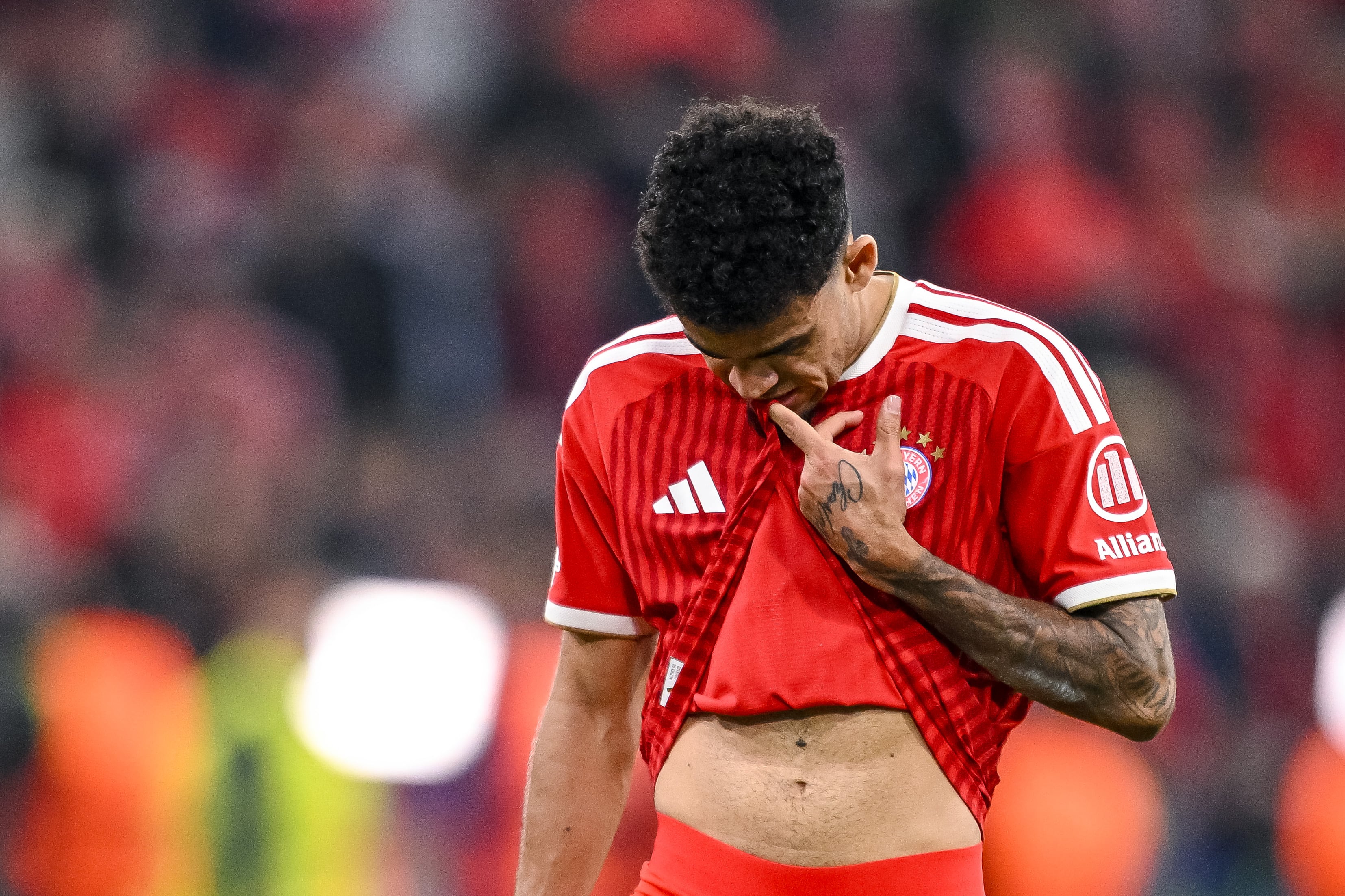 Munich, Germany - May 6: Luis Díaz of FC Bayern Muenchen looks dejected during the UEFA Champions League 2025/26 Semi Final Second Leg match between FC Bayern München and Paris Saint-Germain at Football Arena Munich on May 6, 2026 in Munich, Germany. (Photo by Harry Langer/DeFodi Images/DeFodi via Getty Images)