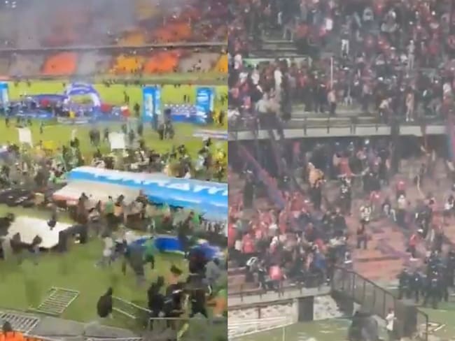 Disturbios de la final de la Copa Colombia entre Medellín y Nacional. Foto: Redes sociales.