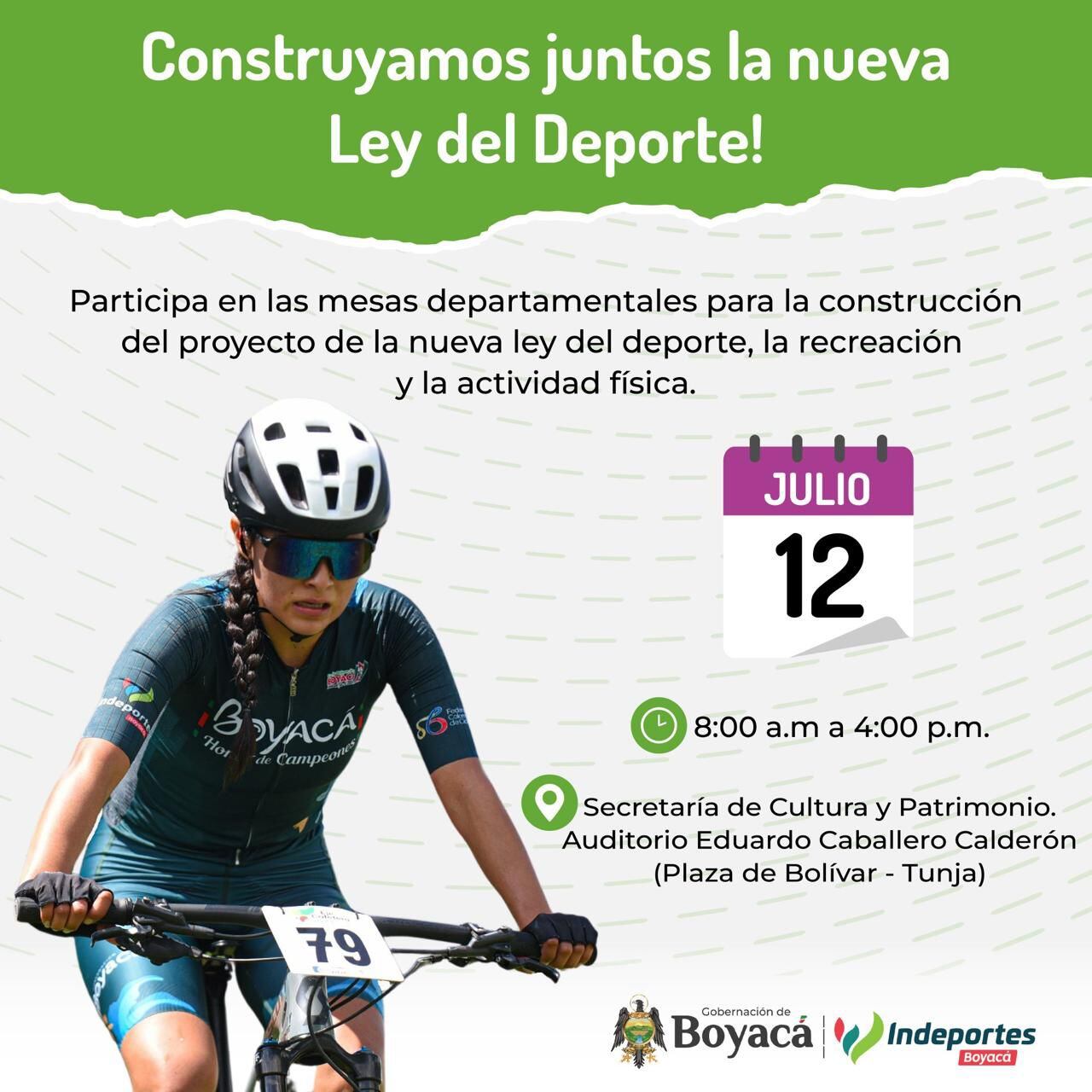 En Tunja se realizará la mesa departamental para la construcción del proyecto de la nueva ley del deporte.