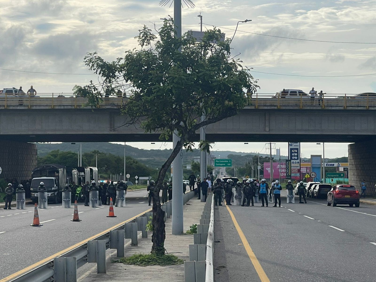 La zona de la protestas en inmediaciones de la Universidad del Atlántico.