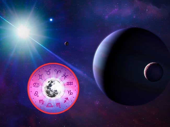 Ilustración de la alineación de algunos planetas y de fondo una imagen alusiva al horóscopo occidental (Fotos vía Getty Images)