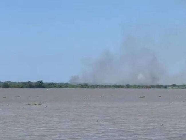 Incendio en el Parque Isla Salamanca. Cortesía: Video tomado de @MauricioGomezCO
 
