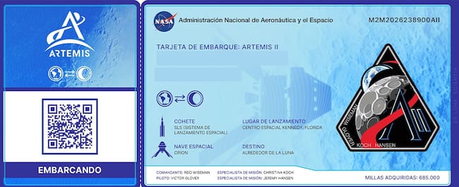 Tarjeta de embarque. Foto: NASA.
