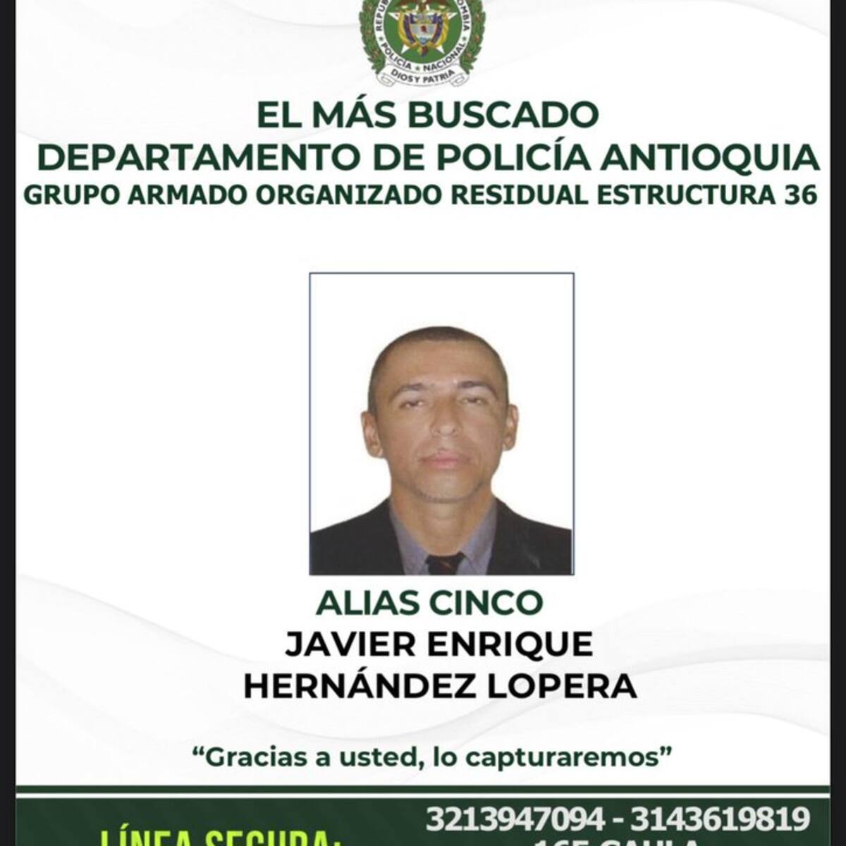 Ejército dio de baja a alias “Cinco”, cabecilla del frente 36 y cercano a Calarcá, en Antioquia