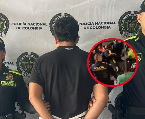 Hombre capturado presunto agresor de una patrullera de la Policía en Armenia. Foto: Cortesía Policía/ Ciudadanos