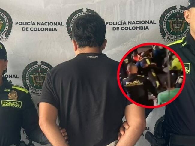 Hombre capturado presunto agresor de una patrullera de la Policía en Armenia. Foto: Cortesía Policía/ Ciudadanos