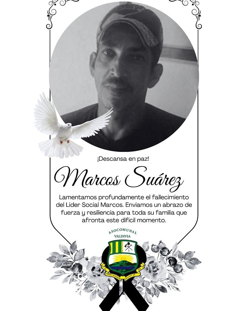 Marcos Suárez- líder social asesinado en Valdivia- foto cortesía