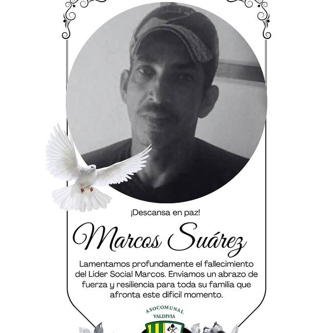 Marcos Suárez- líder social asesinado en Valdivia- foto cortesía