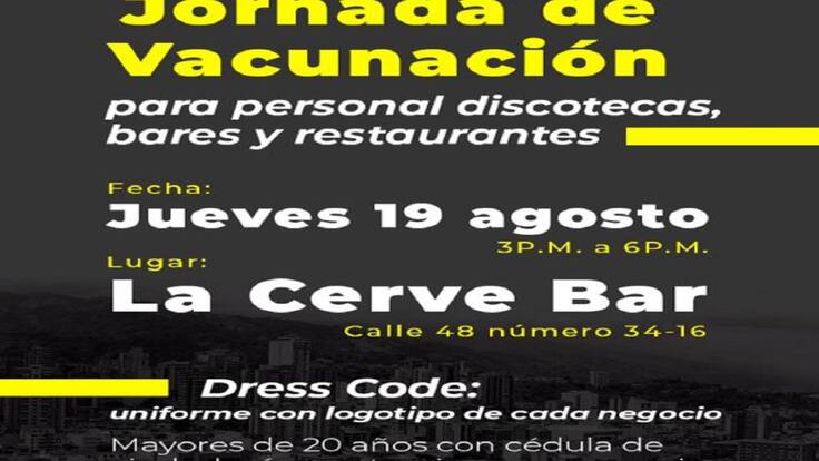 Hoy hay vacunación para trabajadores de bares, discotecas y restaurantes