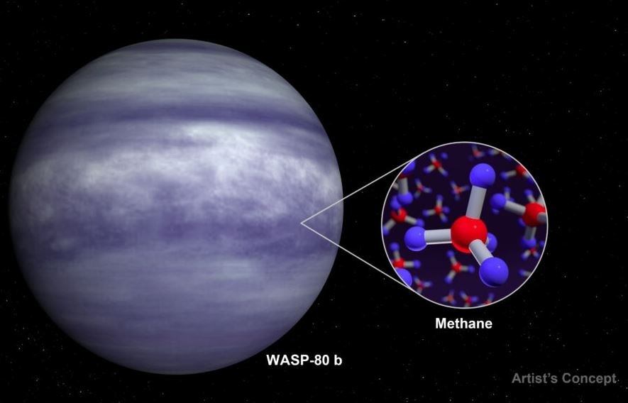 Representación artística del exoplaneta cálido WASP-80 b. Foto: NASA/GETTY IMAGES