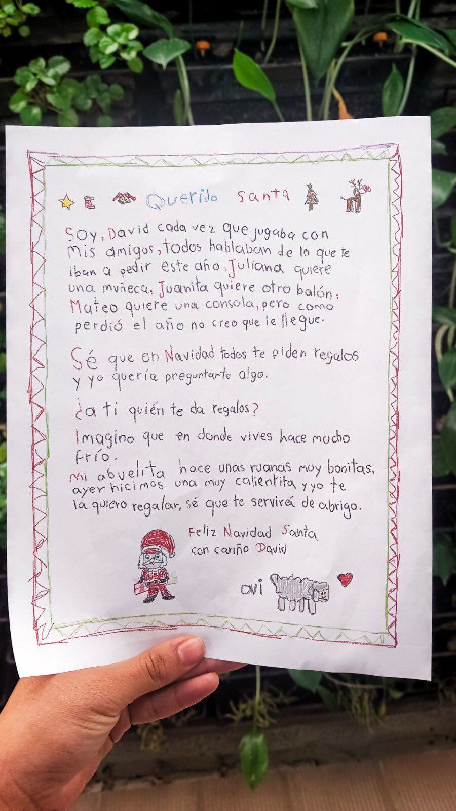 Carta de niño boyacense a Santa Claus, conmueve las redes sociales. / Foto: Suministrada
