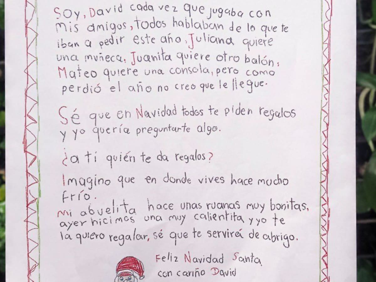 Niño boyacense llama la atención con su conmovedor presente a Santa