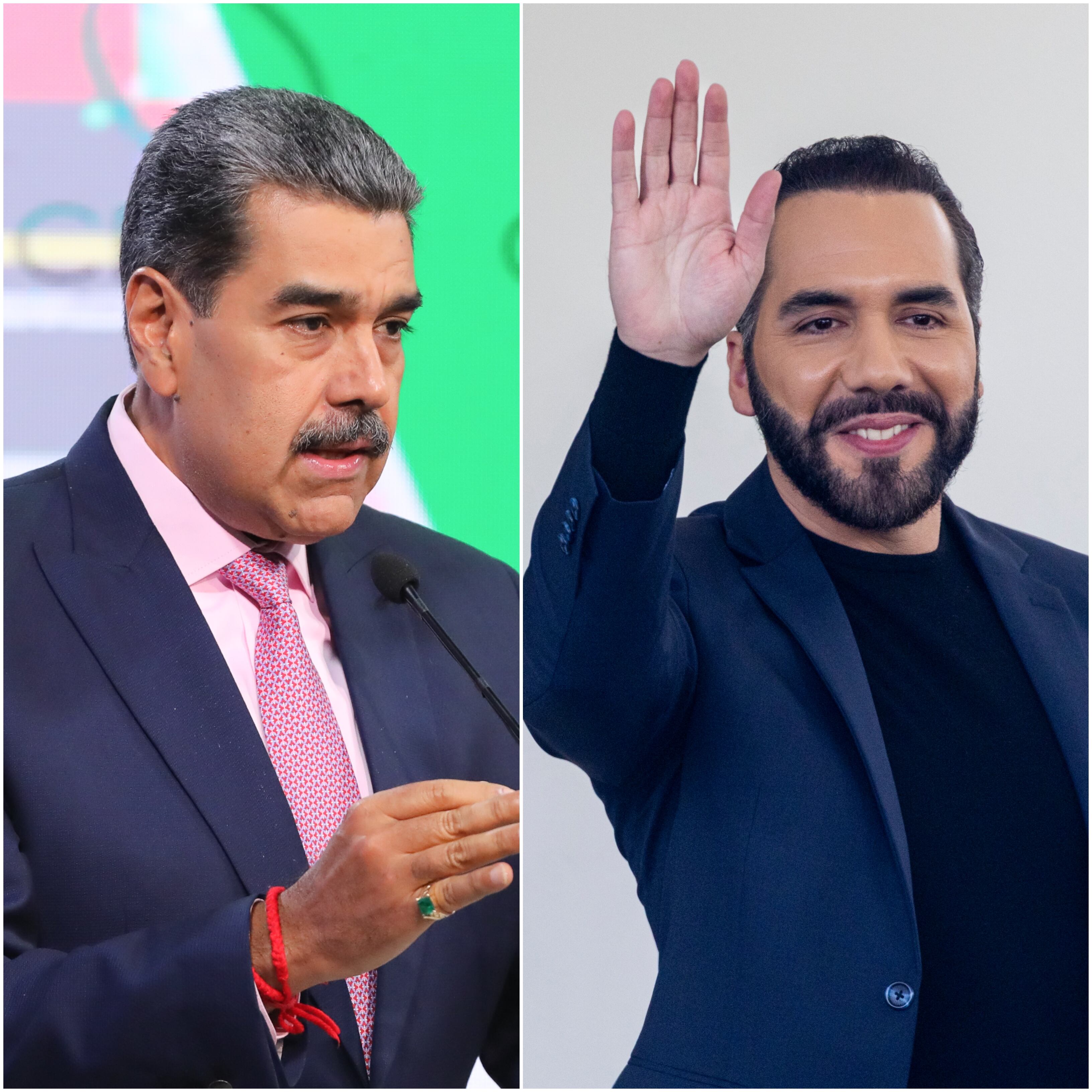 El presidente de El Salvador, Nayib Bukele.  Nicolás Maduro, presidente de Venezuela
