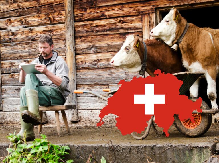 Hombre trabajando en una finca en Suiza (Getty Images)