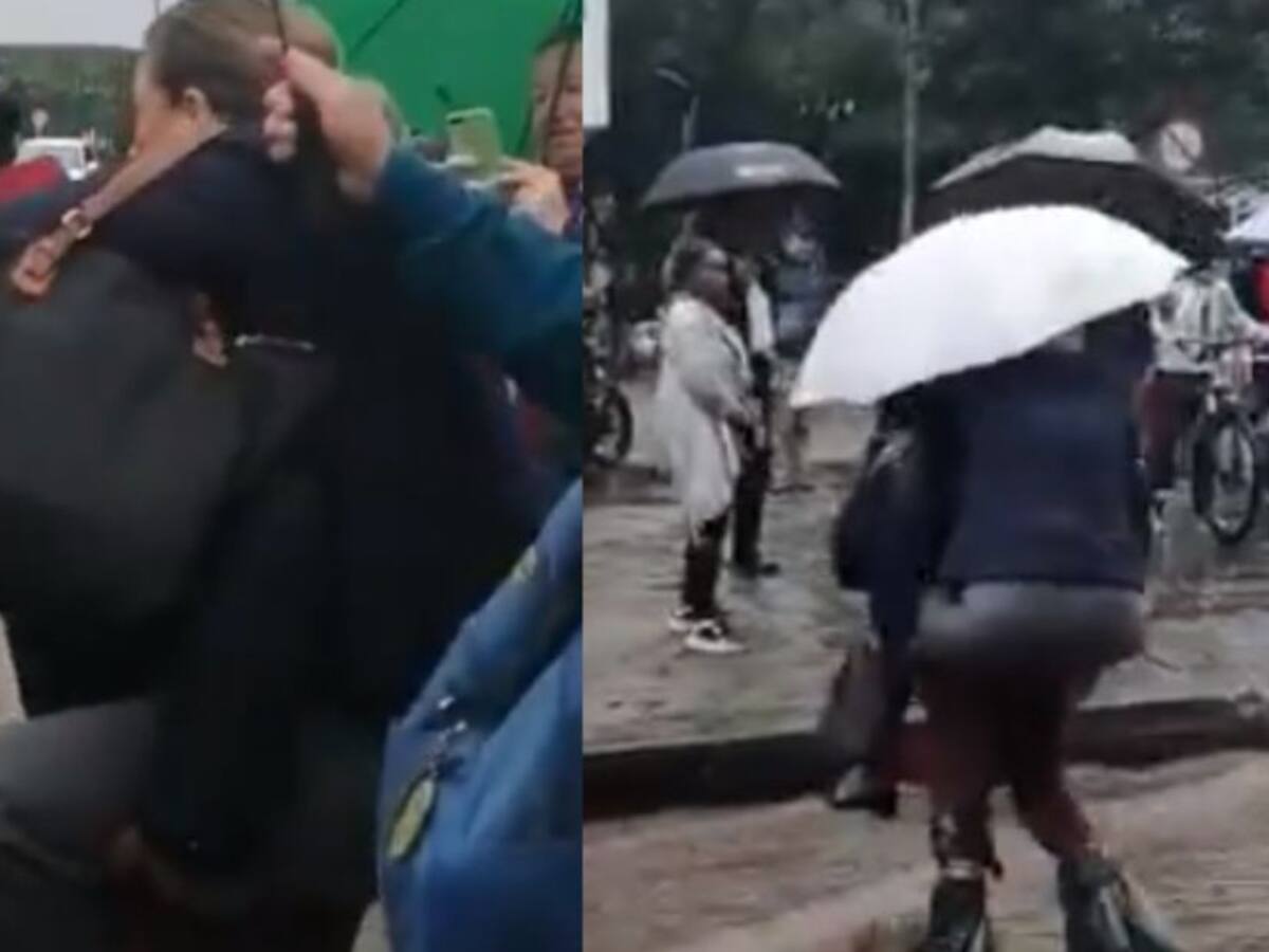 Senadora del CD se subió en un hombre para no mojarse los pies