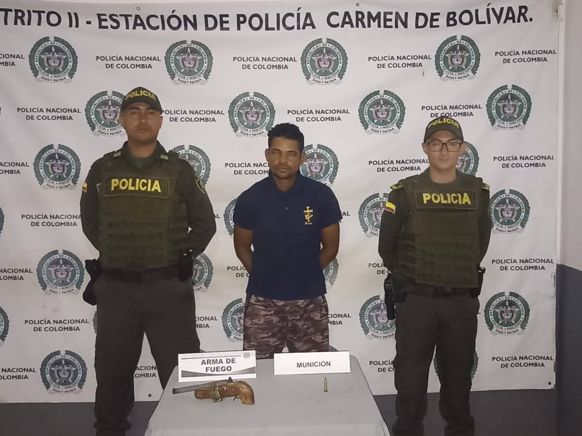 Capturan a hombre con arma de fuego en vía pública de El Carmen de Bolívar