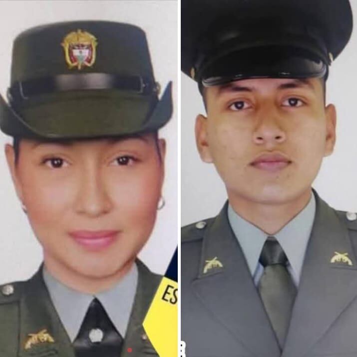 La patrullera Fernanda Melo Cerquera,  y el patrullero Andrés Orozco Tamayo . Foto Redes Sociales.