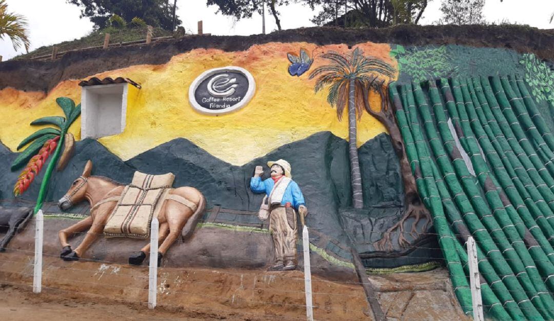Hermoso mural ubicado en la vía entre los municipios de Quimbaya y Filandia en el Quindío