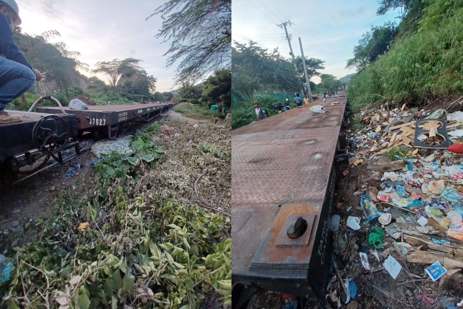 Tren se descarriló por basuras . Fenoco