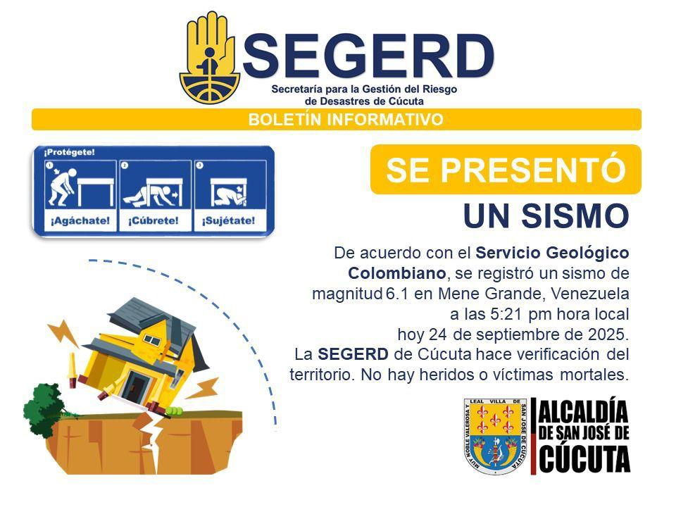 Recomendaciones por sismo. / Foto: Alcaldía de Cúcuta.