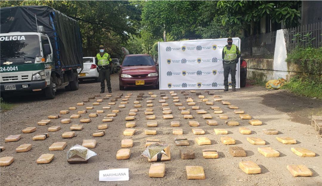 Incautación de marihuana en vías de Caldas