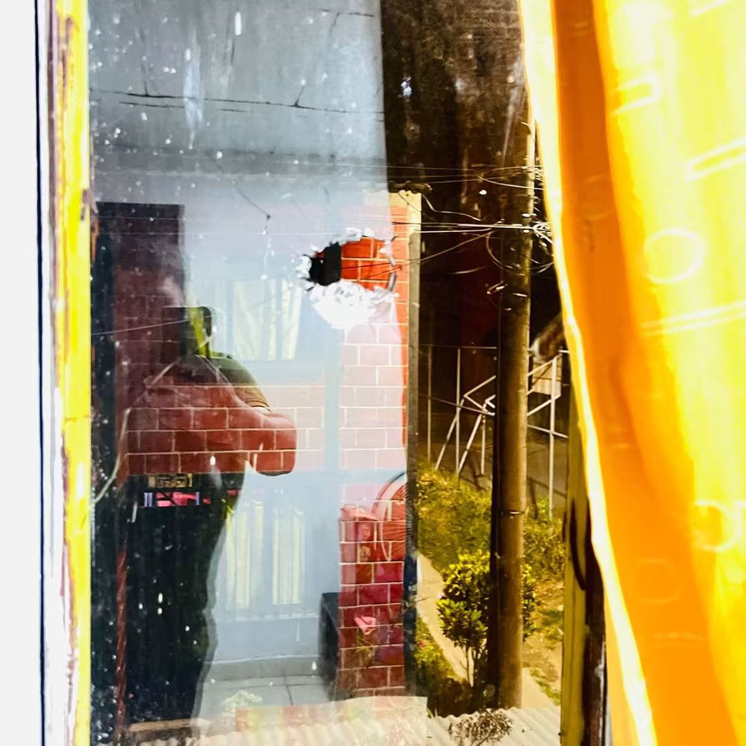Disparos en Génova, afectaron vivienda de un líder social. Foto: Cortesía Facebook Diego Alejandro Arango