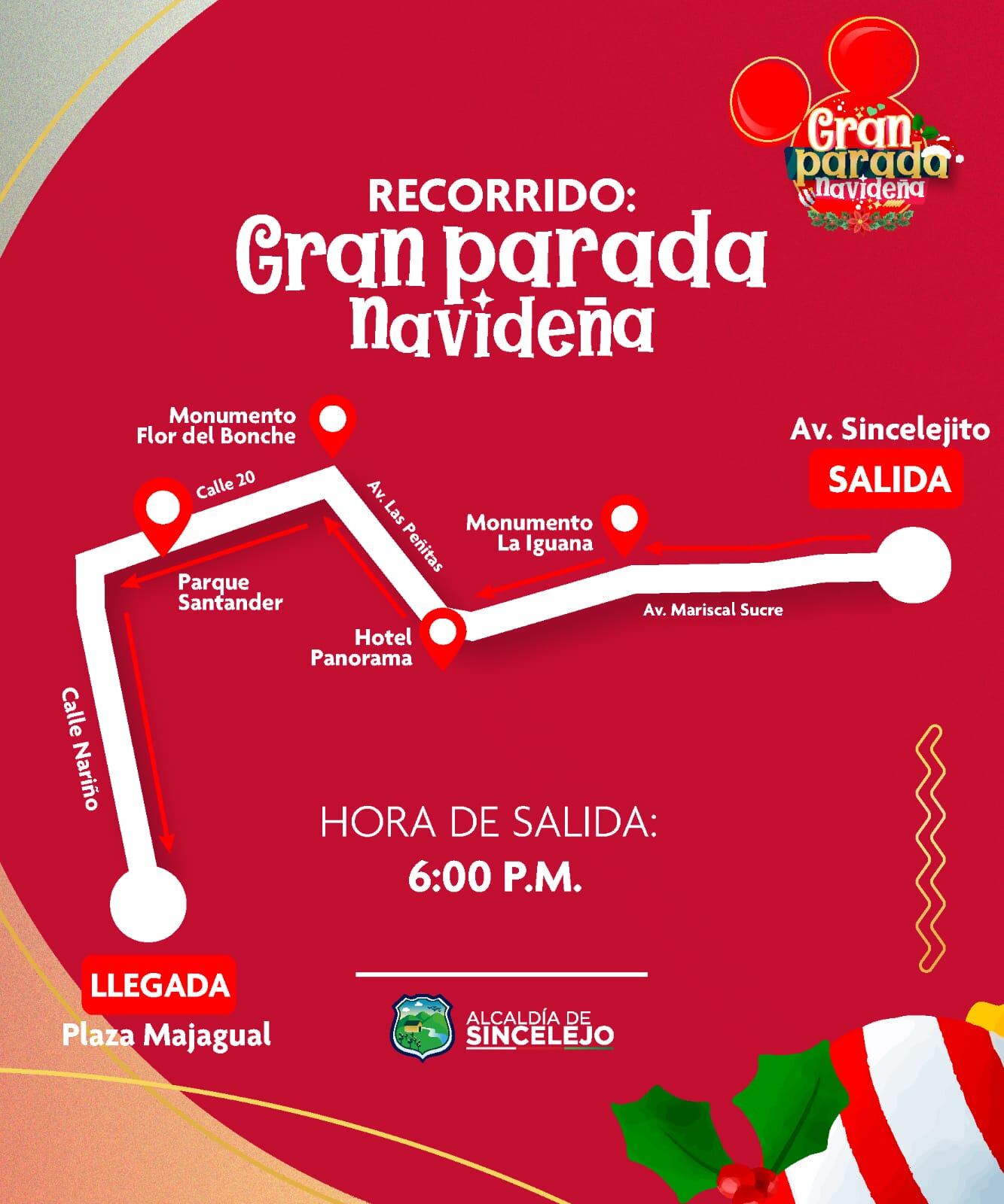 Así será el recorrido de la Gran Parada Navideña 2024 en Sincelejo