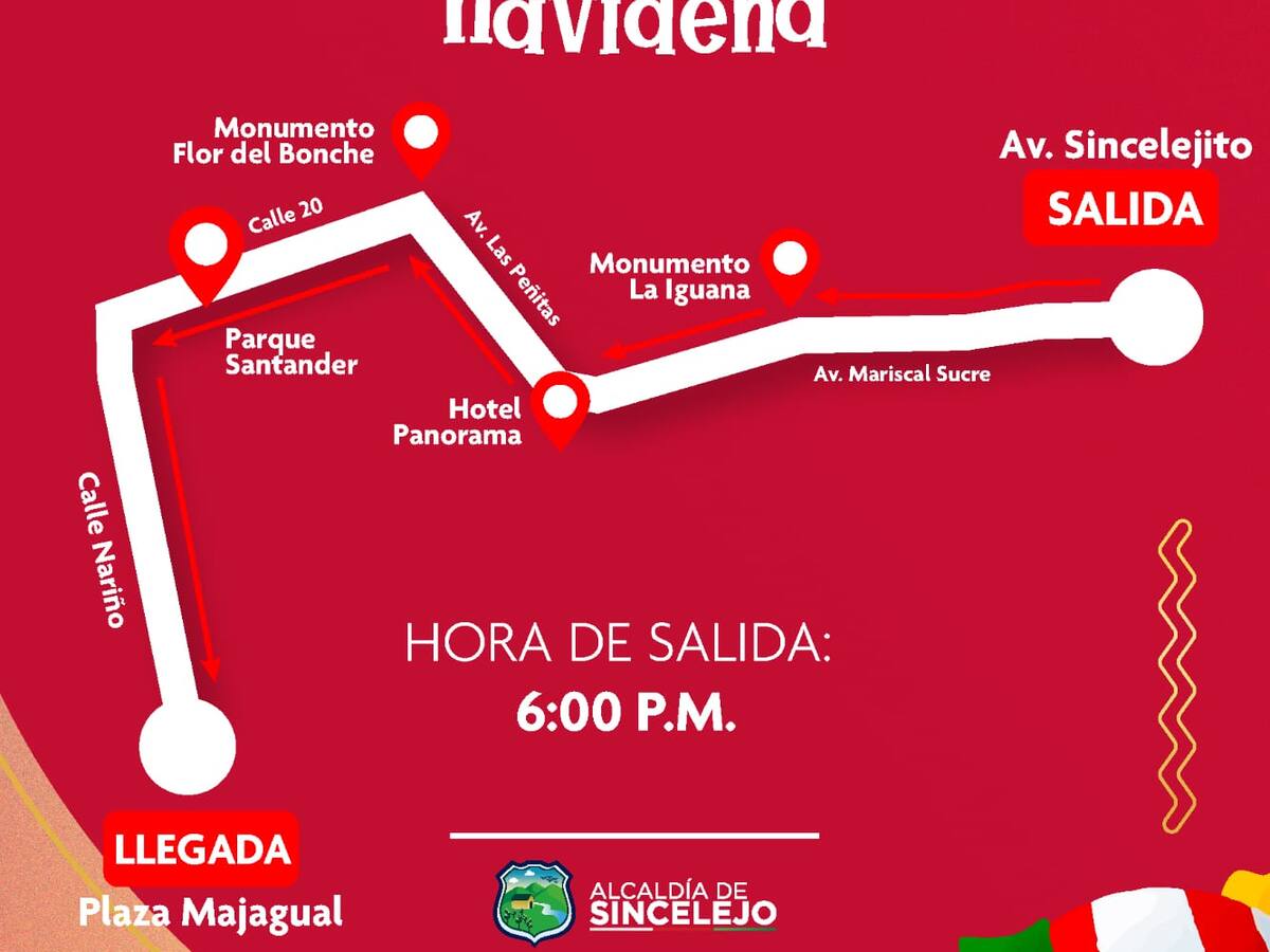 Así será el recorrido de la Gran Parada Navideña 2024 en Sincelejo
