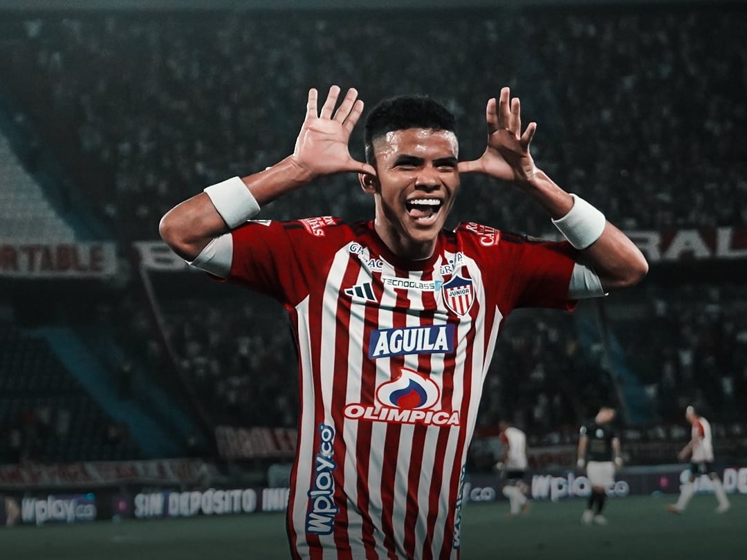 José Enamorado celebra el gol del triunfo ante el Once Caldas / Twitter: @Juniorclubsa.