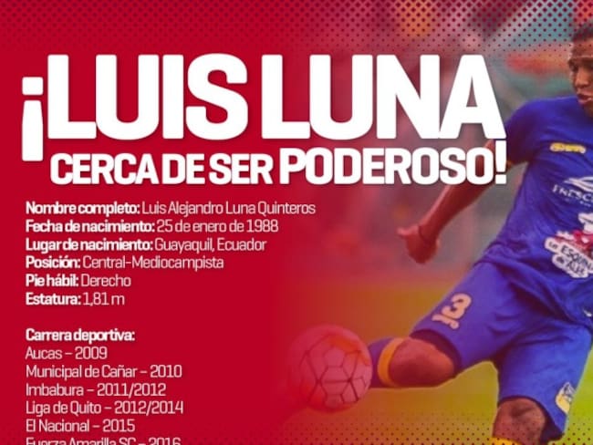 Luis Luna sería nuevo jugador de Independiente Medellín