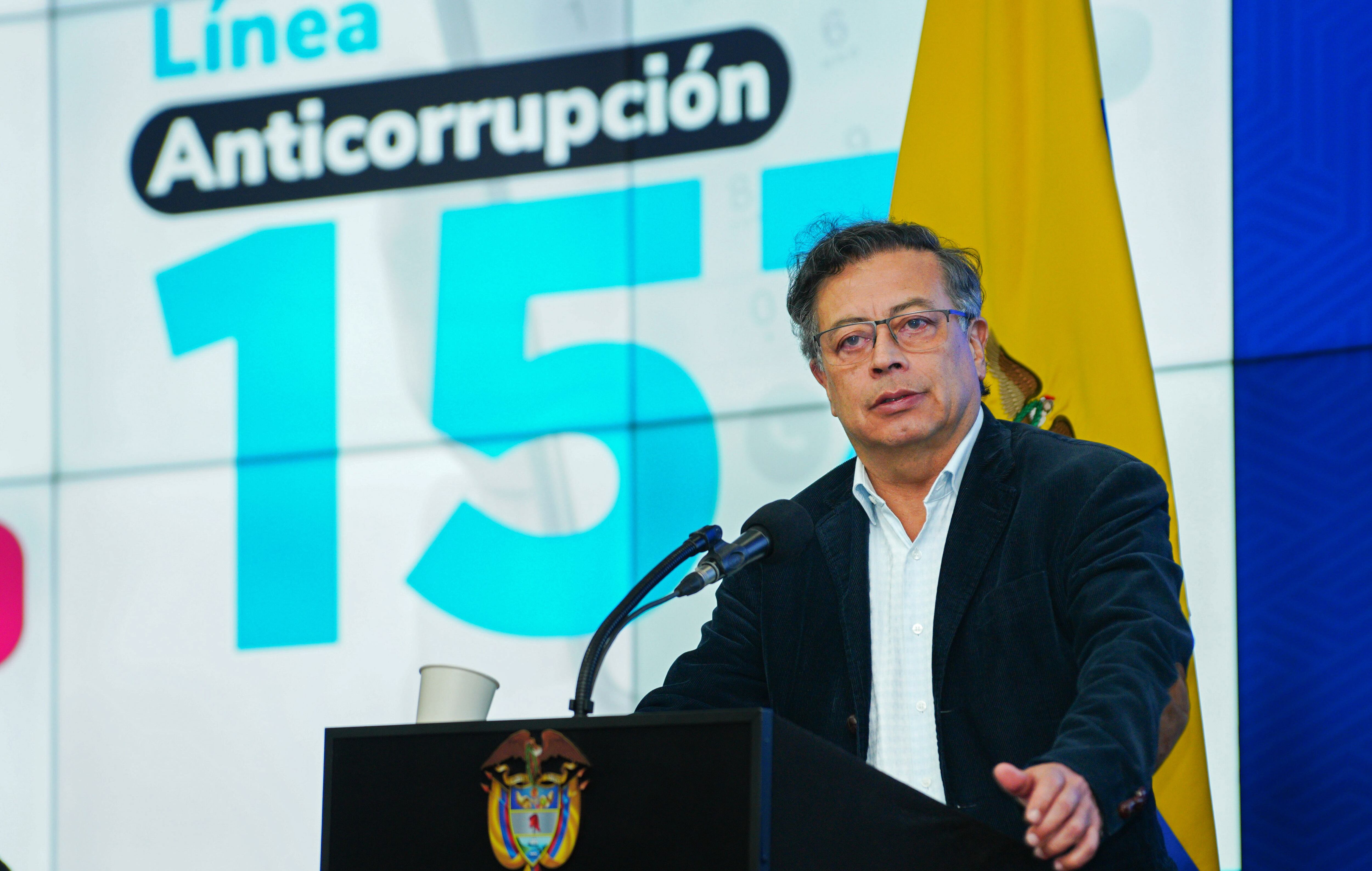 El presidente Petro hizo el lanzamiento de la Línea Anticorrupción 157. Foto: Presidencia