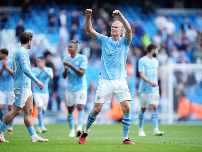 Erling Haaland celebra el triunfo del Manchester City (Photo by Isaac Parkin - MCFC/Manchester City FC via Getty Images)