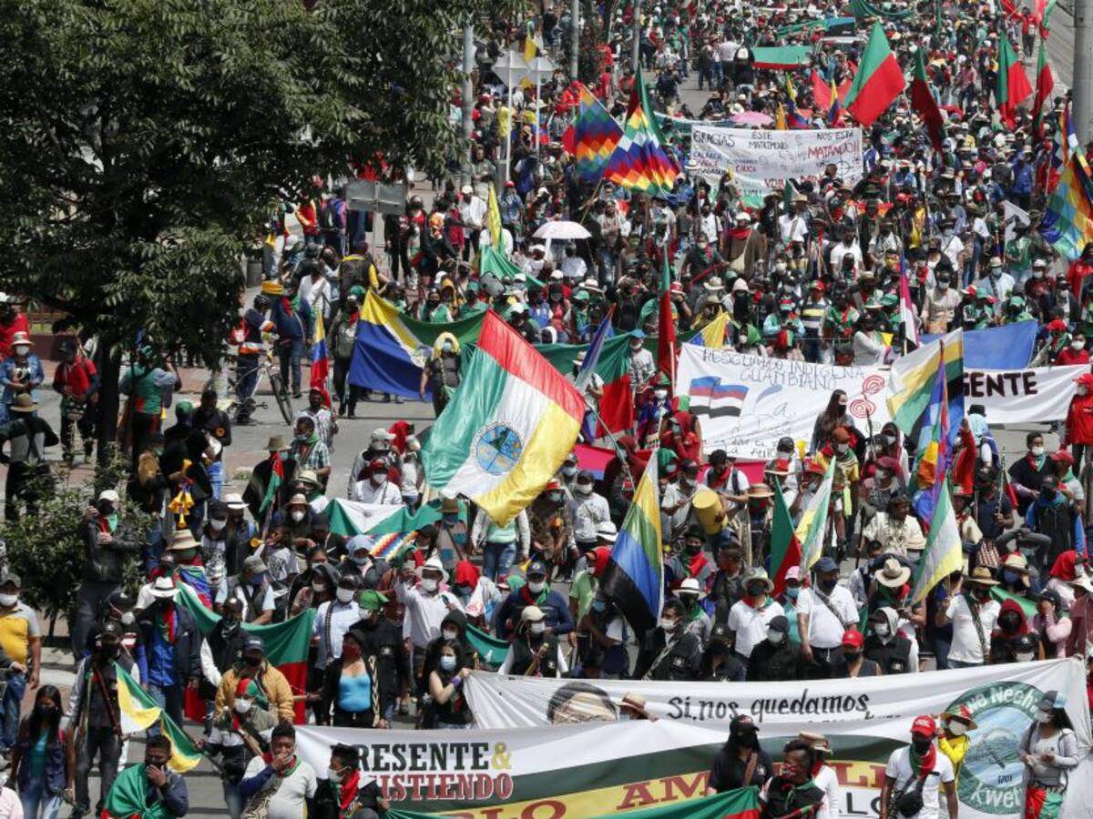 Así fue la marcha indígena de este lunes en Bogotá