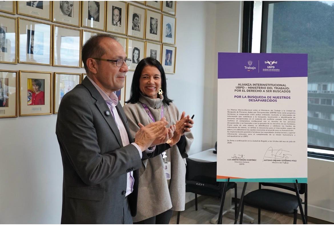 Alianza entre la Unidad de Búsqueda y el Ministerio del Trabajo. Foto cortesía