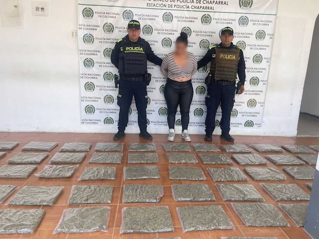 La Policía Nacional capturó a una mujer con 31 kilos de marihuana en Chaparral