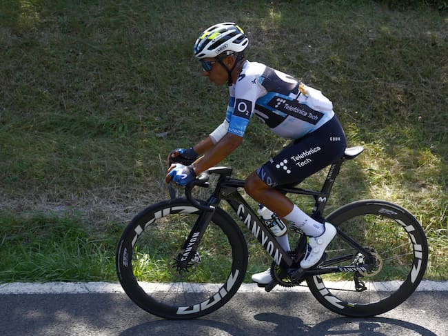 Nairo Quintana durante su participación en la Vuelta a Burgos / Twitter: @Movistar_Team.