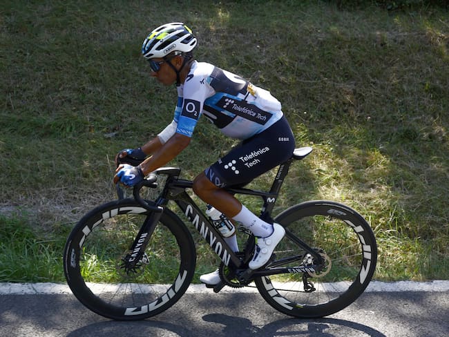 Nairo Quintana durante su participación en la Vuelta a Burgos / Twitter: @Movistar_Team.