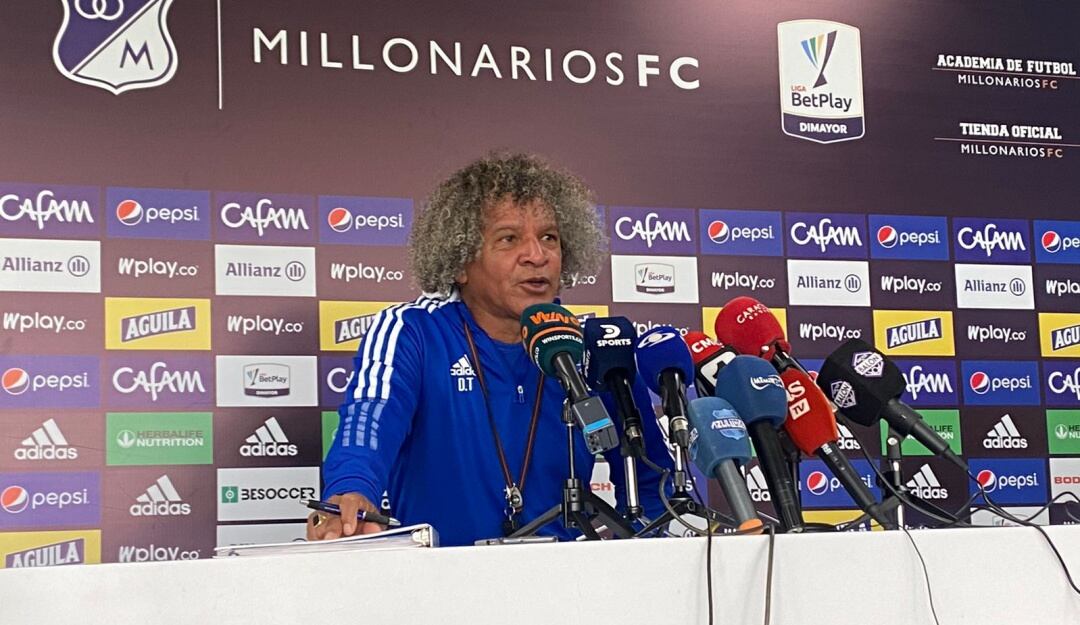 Alberto Gamero, director técnico de Millonarios, en rueda de prensa.