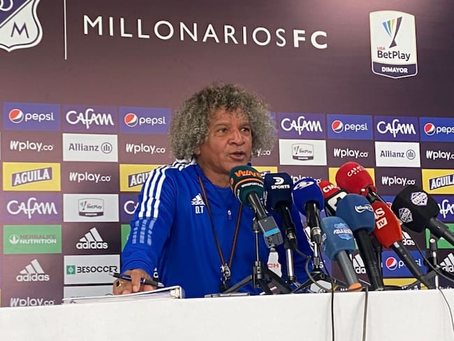 Alberto Gamero, director técnico de Millonarios, en rueda de prensa.