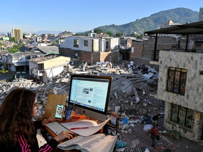 Educación virtual tras el terremoto. Cortesía: GettyImages