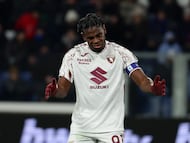 Duván Zapata jugador del Torino, en el duelo ante el Atalanta por la Serie A 2025-26 / Getty Images