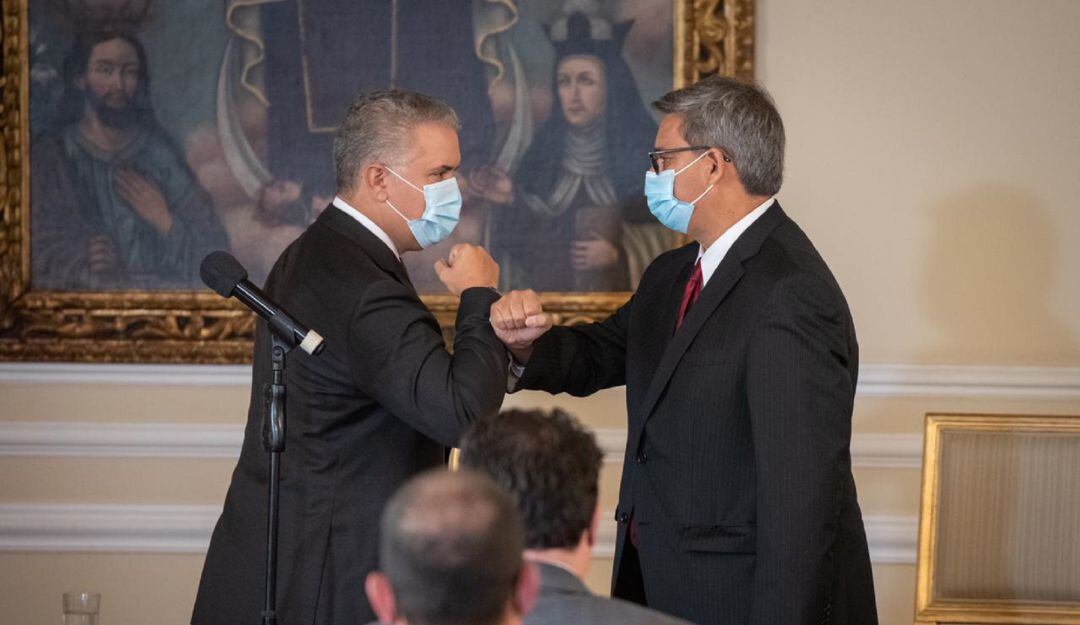Presidente Iván Duque y Fernando Grillo nuevo embajador de Colombia en Países Bajos.