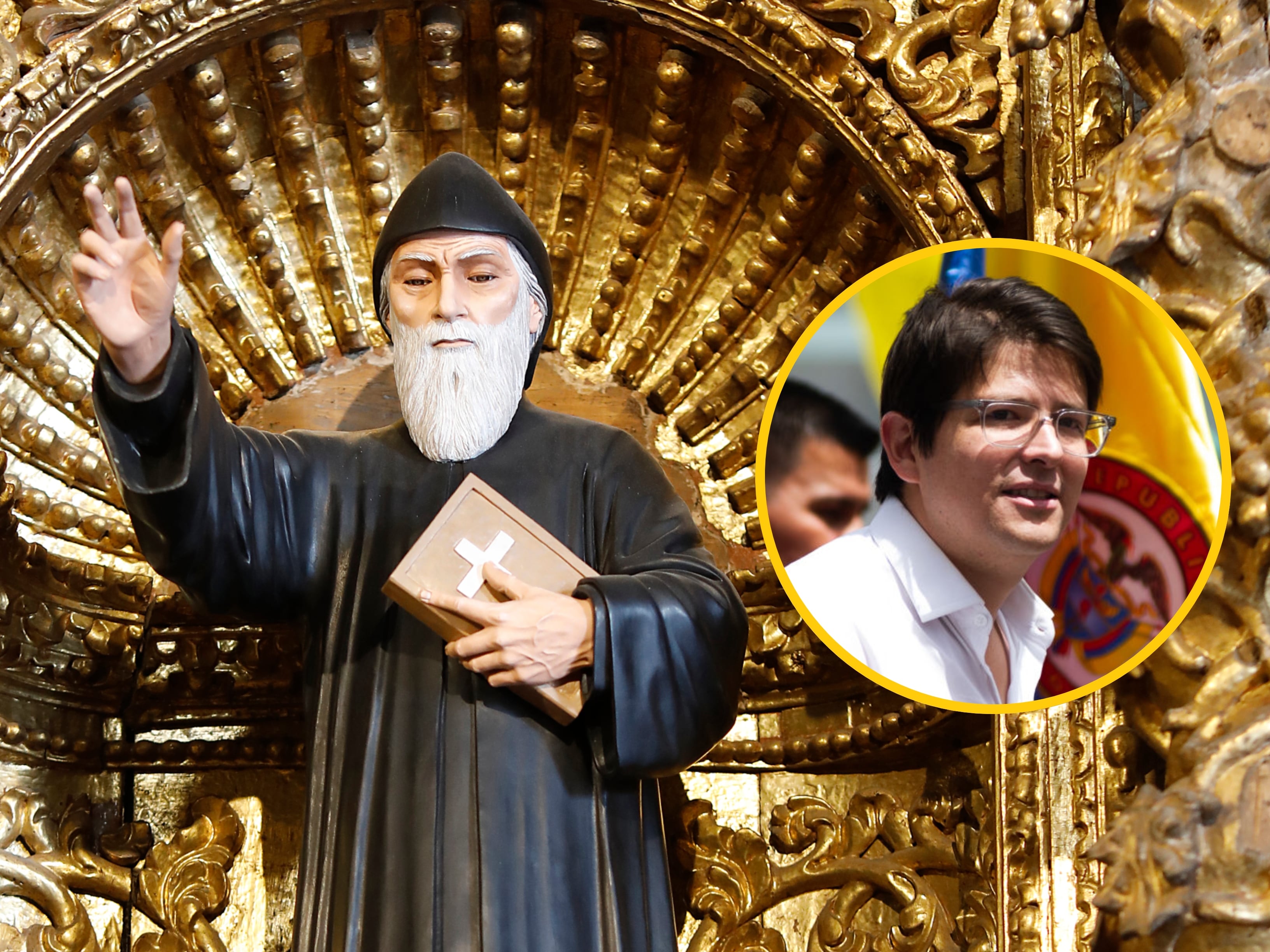 Estatua de San Chárbel en Quito, Ecuador (Godong / Universal Images Group via Getty Images) // Miguel Uribe Turbay (Sebastián Barros / NurPhoto via Getty Images)