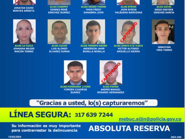 Los delincuentes más buscados en Bucaramanga y su área metropolitana