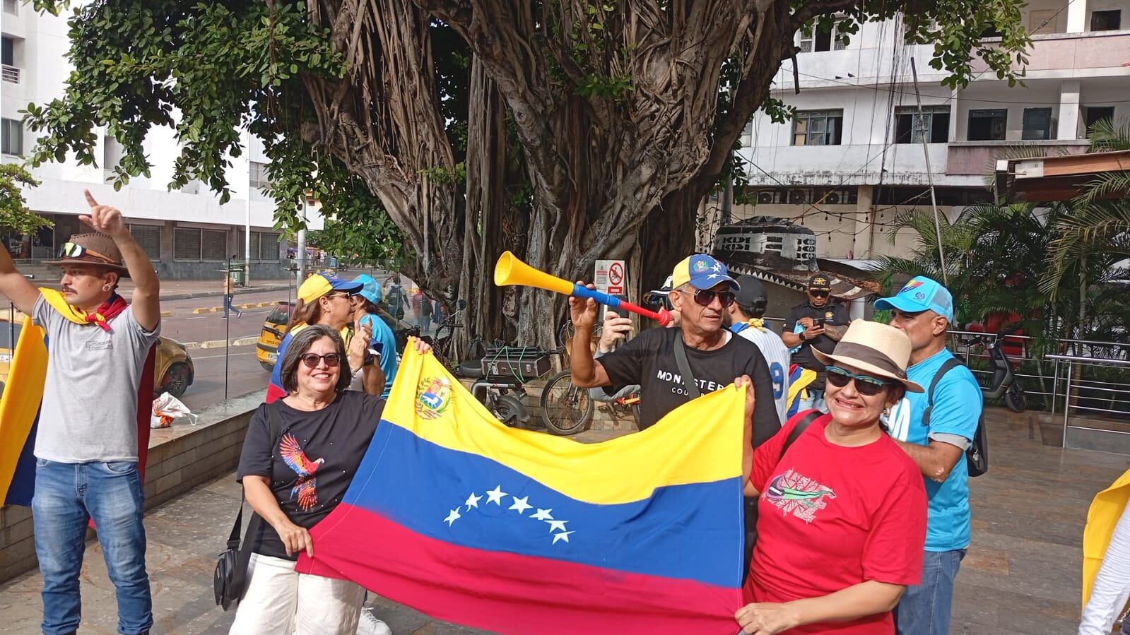 Venezolanos en Cartagena celebran captura de Nicolás Maduro. // Cortesía